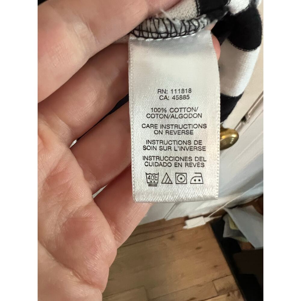 Vintage Michael Kors Black White Stripe Top Raw Edge Neck Y2K T Shirt Women's S - Picture 10 of 14